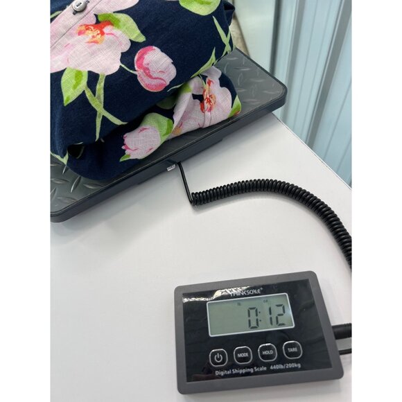 Studio Works Size 1X Basic Navy Floral Shirt Linen Button-Up Roll-Tab Sleeves - Picture 7 of 7